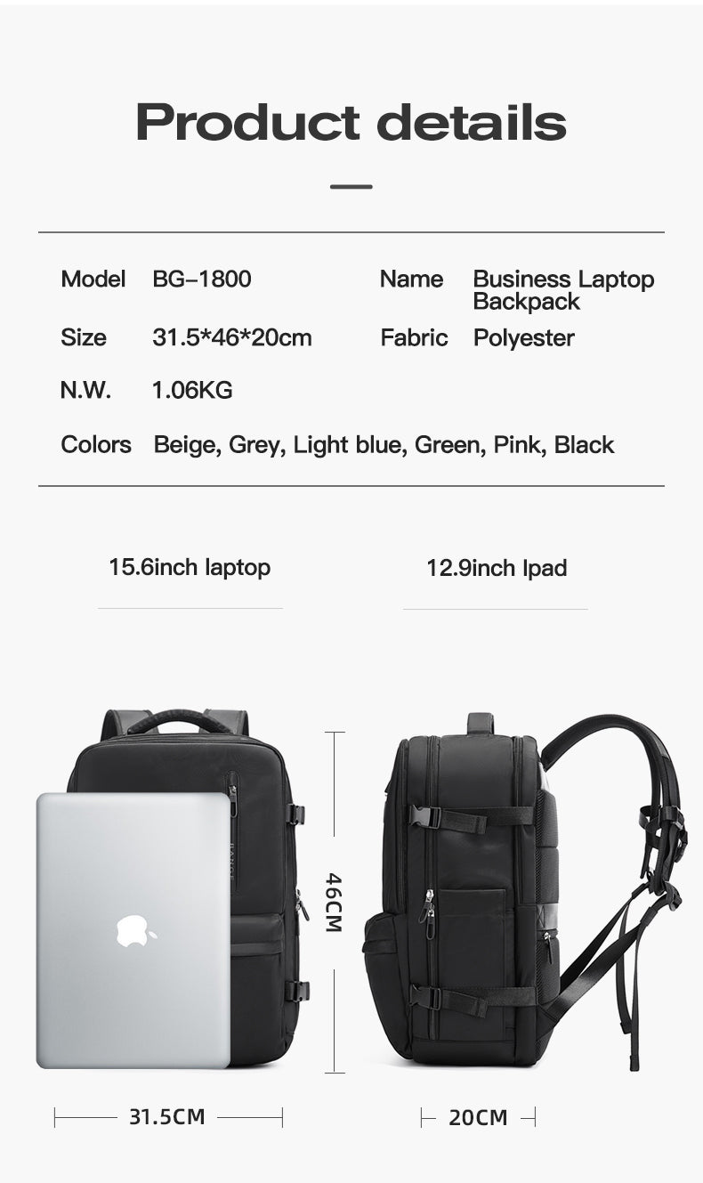 Bange 1800 polyester unisex travel backpacks laptop waterproof Beige