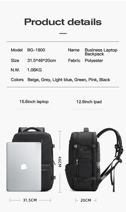 Bange 1800 polyester unisex travel backpacks laptop waterproof Beige