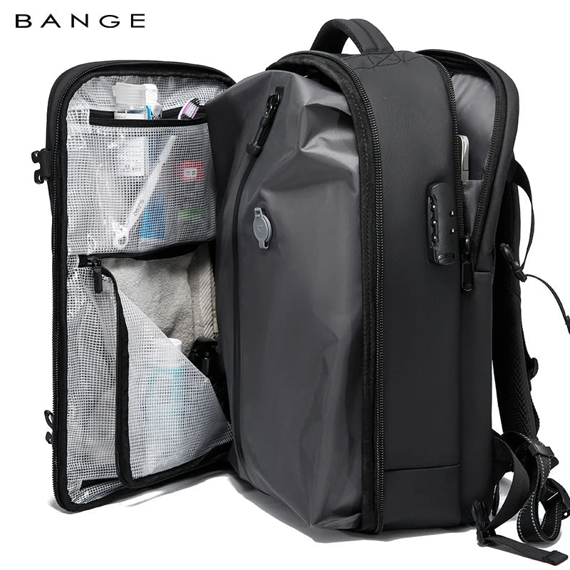 BANGE 7875-1 Green New Large Capacity Daily 15.6inch Light Waterproof Business Laptop Men Backpack