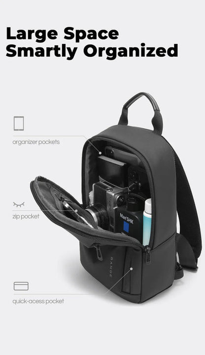 BANGE 3077 Black Hot Selling Wholesale Lightweight Everyday Sling Chest Bag Waterproof Minimalist Ergonomic Crossbody Bag for Men