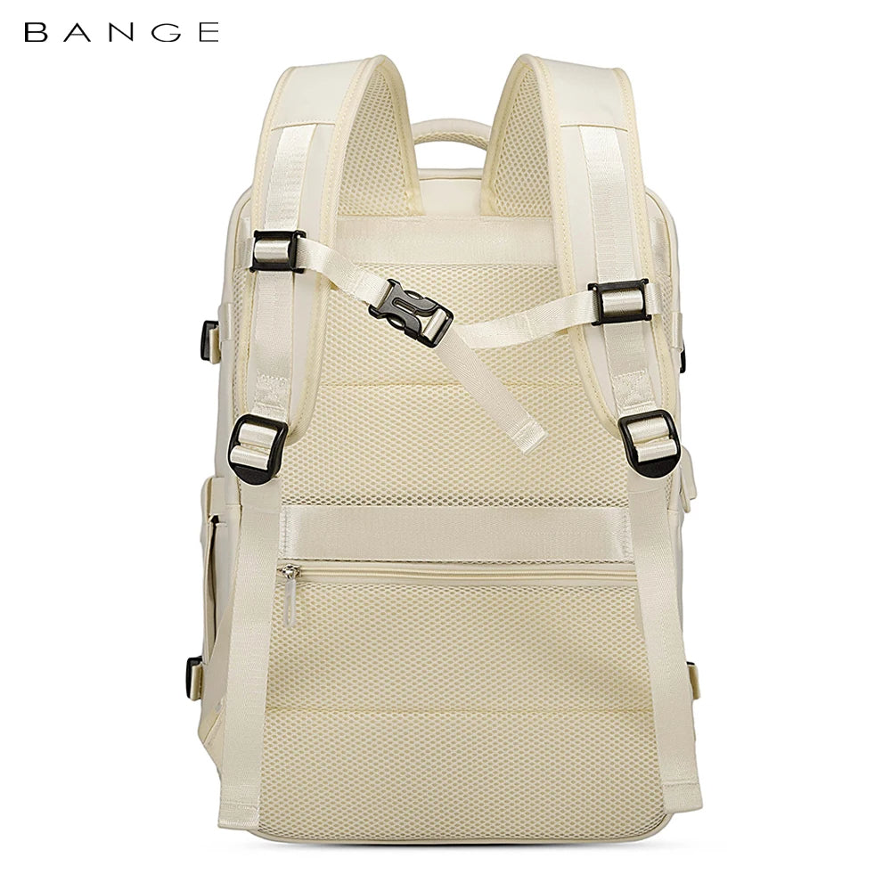 Bange 1800 polyester unisex travel backpacks laptop waterproof Beige