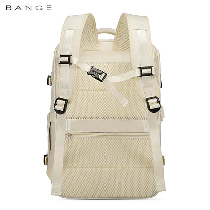Bange 1800 polyester unisex travel backpacks laptop waterproof Beige