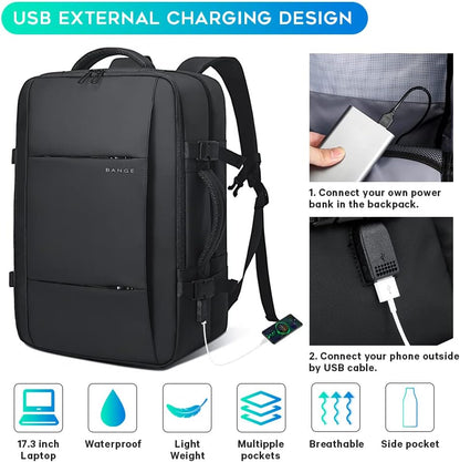 Bange 1908 Plus expandable polyester men travel backpacks anti theft laptop waterproof