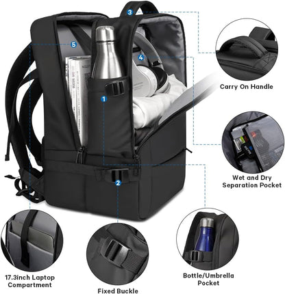 Bange 1908 Plus expandable polyester men travel backpacks anti theft laptop waterproof