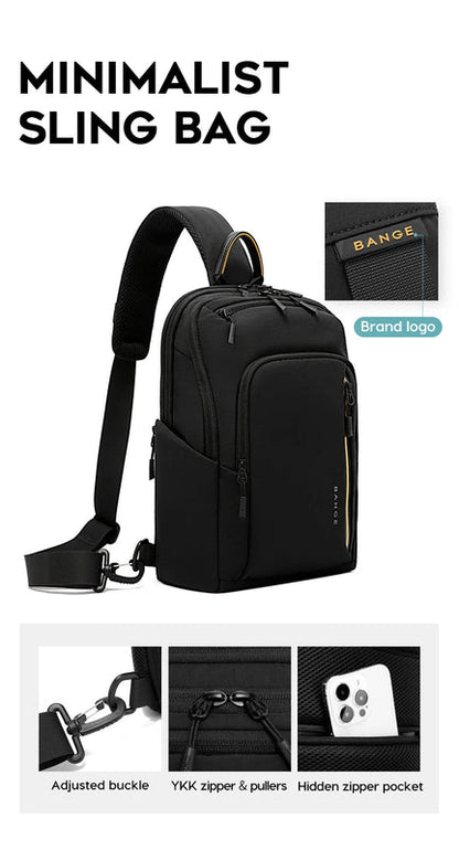 BANGE 7868 Black New High Quality Lightweight Shoulder Bags Waterproof Anti Theft Crossbody Shoulder Bag Men&