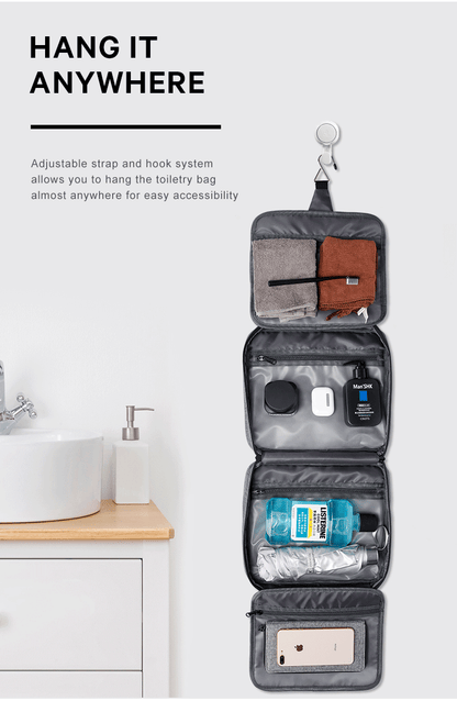 Bange 7529 new design waterproof men hanging travel toiletry bag Black