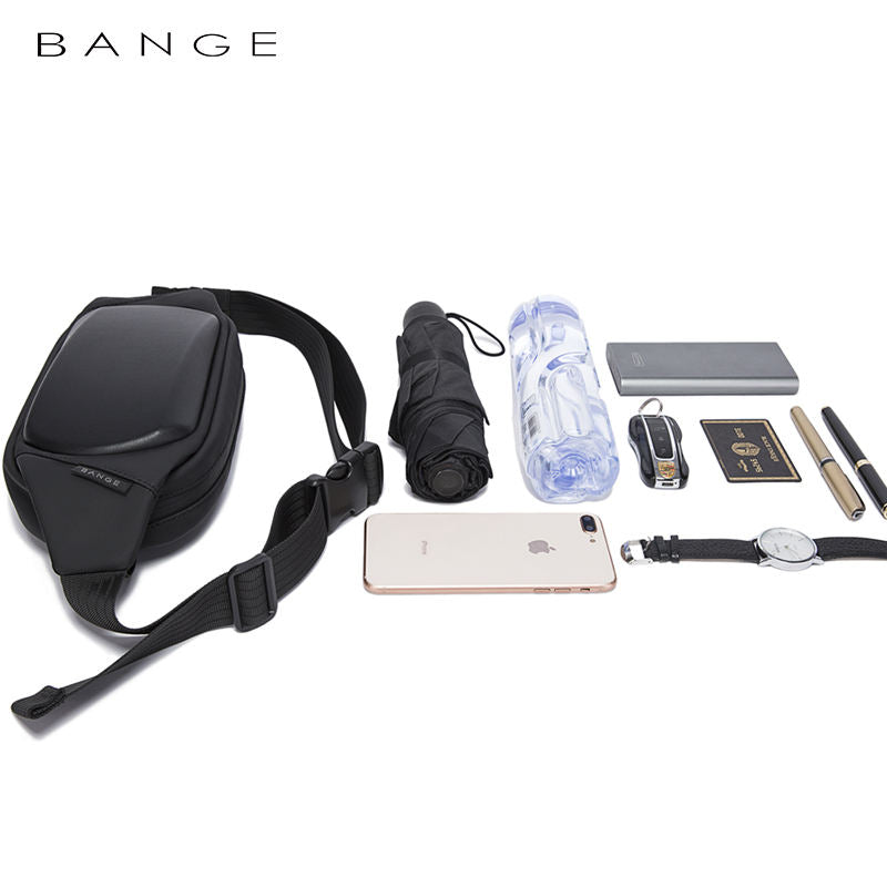 New Design Shoulder Trendy Casual Bange Crossbody Anti Theft Men Sling Bag 7266 Black