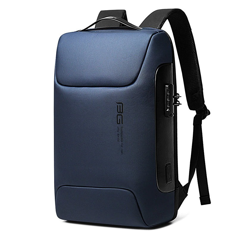 BANGE 7216 Blue Waterproof Unisex Travel Laptop Backpack with USB Charging Black 15.6 inch