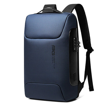 BANGE 7216 Blue Waterproof Unisex Travel Laptop Backpack with USB Charging Black 15.6 inch