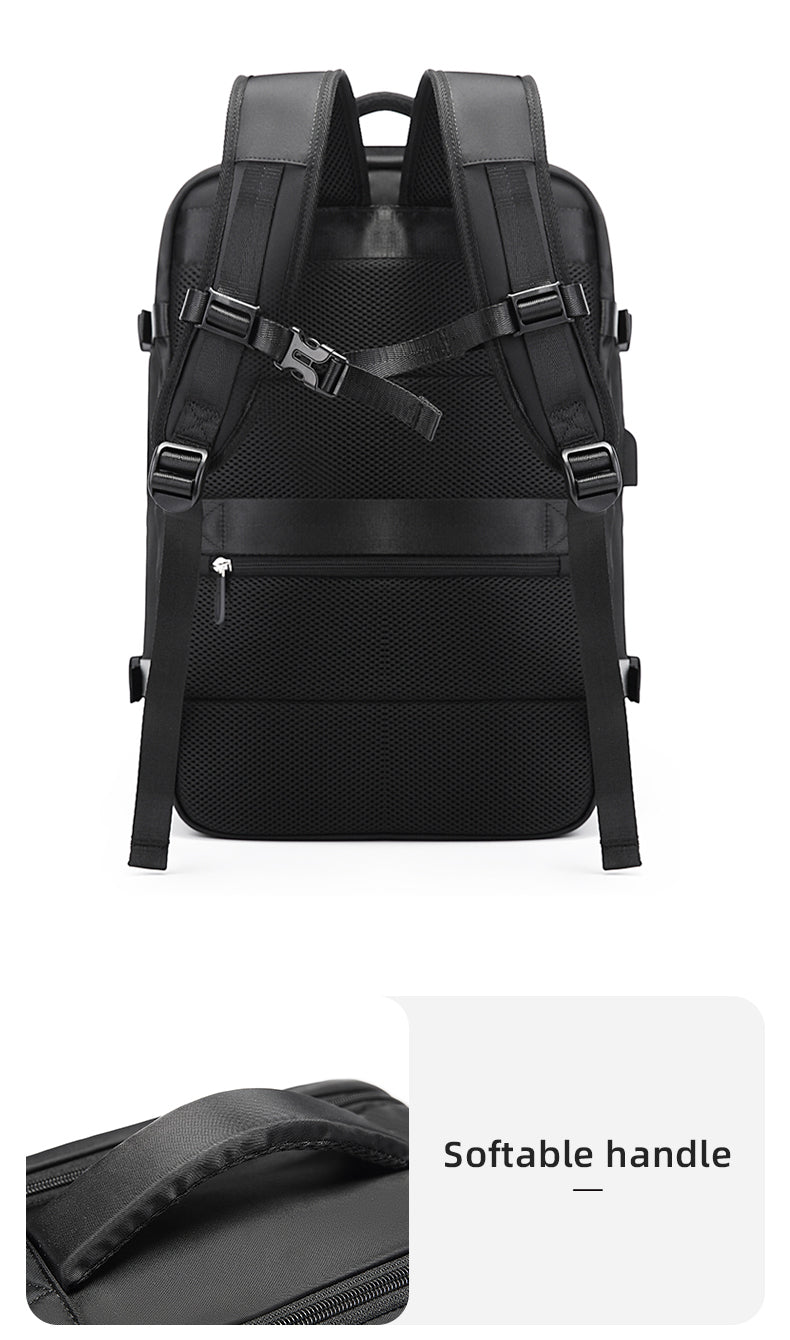 Bange 1800 polyester unisex travel backpacks laptop waterproof Black