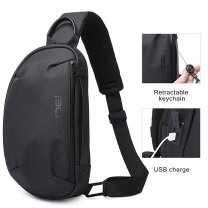 Bange Multifunctional Waterproof Sling with USB Charging chest anti theft bag BG 7306 Black