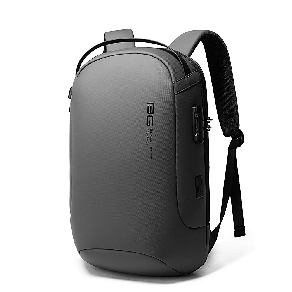 BANGE 7225 Waterproof Unisex Travel Laptop Backpack with USB Charging Black 15.6 inch Grey