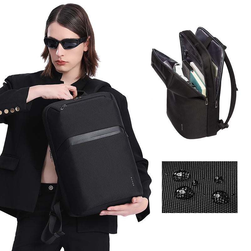 BANGE 7715 Black Waterproof Unisex Travel Laptop Backpack with USB Charging 15.6 inch