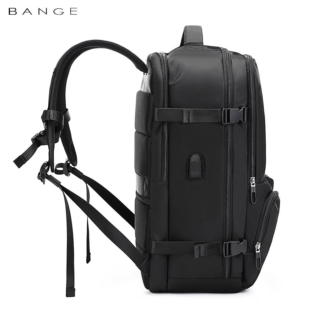 Bange 1800 polyester unisex travel backpacks laptop waterproof Black