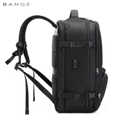 Bange 1800 polyester unisex travel backpacks laptop waterproof Black