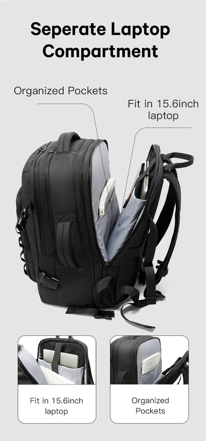 Bange New Design Multifunction Business Expandable Travel Men Waterproof Laptop Backpack 3088 Black