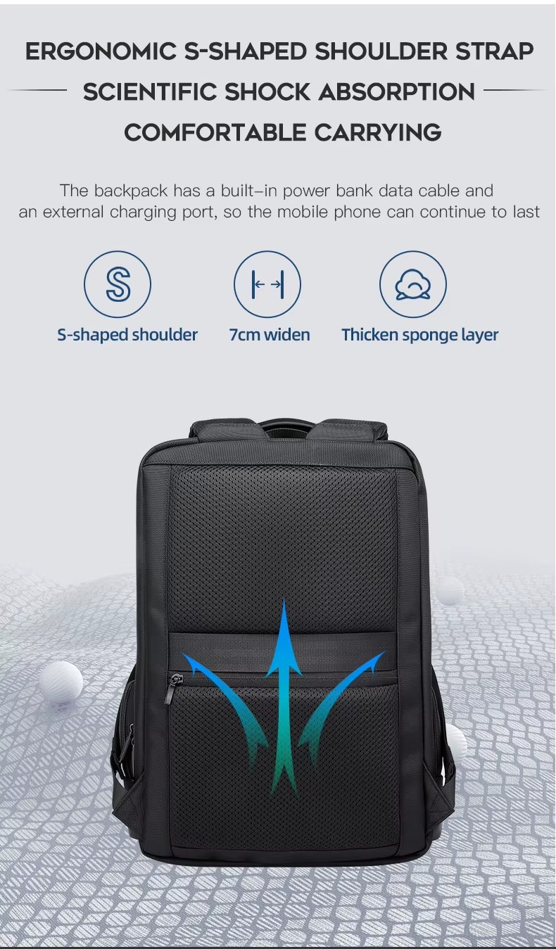 BANGE Usb Waterproof Travel Custom Men Casual Laptop Backpacks Model 2603 Black