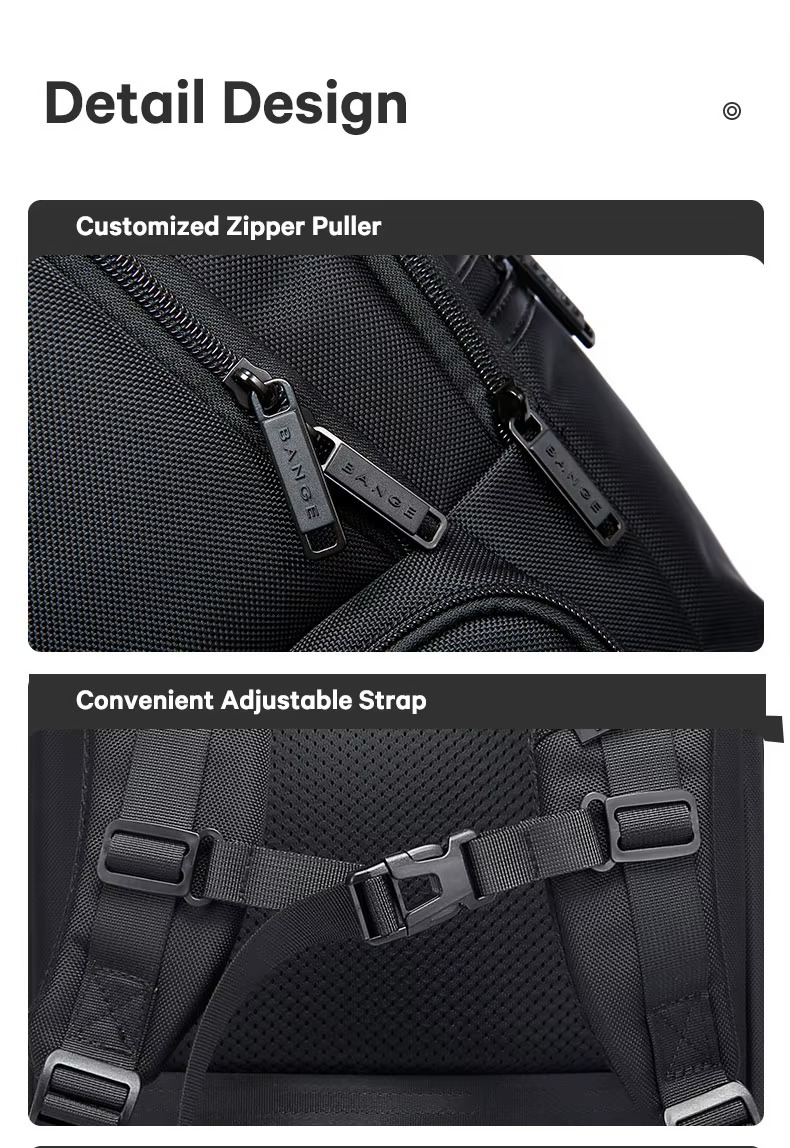 BANGE Usb Waterproof Travel Custom Men Casual Laptop Backpacks Model 2603 Black