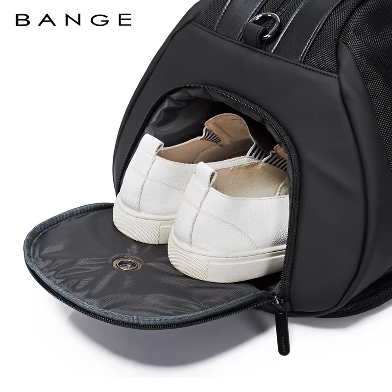 BANGE New Design Multifunction Expand TSA Lock Waterproof Shoes Shoulder Men Duffle Luggage Travel Bags Model 77178 Black