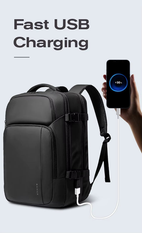Bange 7690 Black Waterproof Polyester Unisex Backpack Laptop