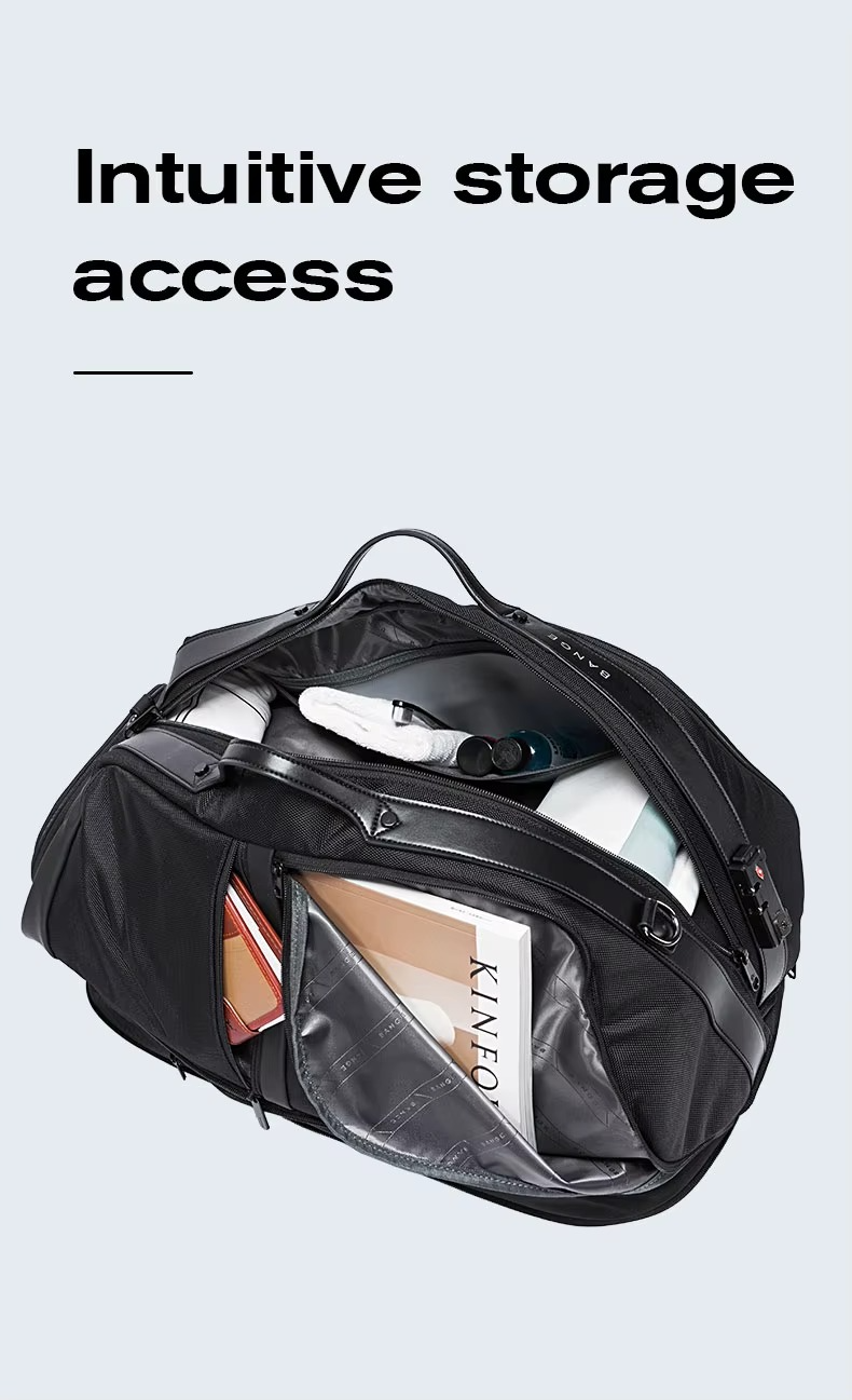 BANGE New Design Multifunction Expand TSA Lock Waterproof Shoes Shoulder Men Duffle Luggage Travel Bags Model 77178 Black