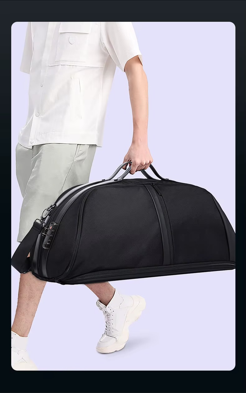 BANGE New Design Multifunction Expand TSA Lock Waterproof Shoes Shoulder Men Duffle Luggage Travel Bags Model 77178 Black
