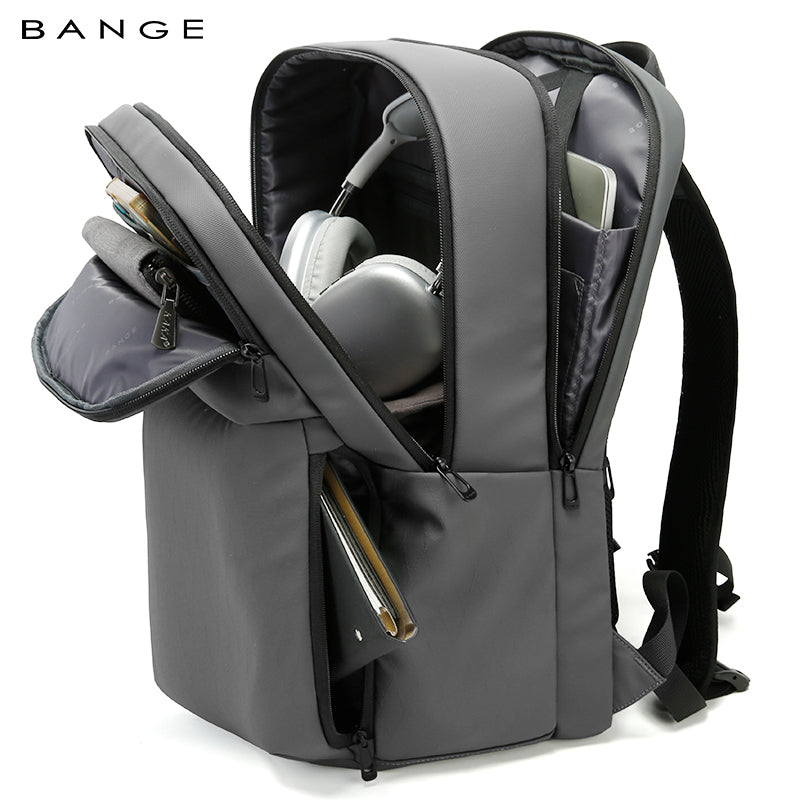 BANGE New Large Capacity Daily 15.6inch Light Waterproof Business Laptop Men Backpack 3065 Grey
