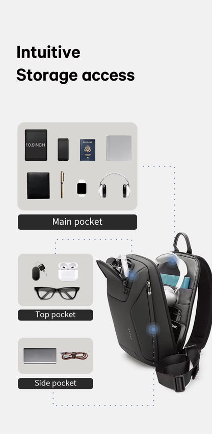 Bange Multifunctional Waterproof Sling Shoulder Men bag BG 8031 Grey