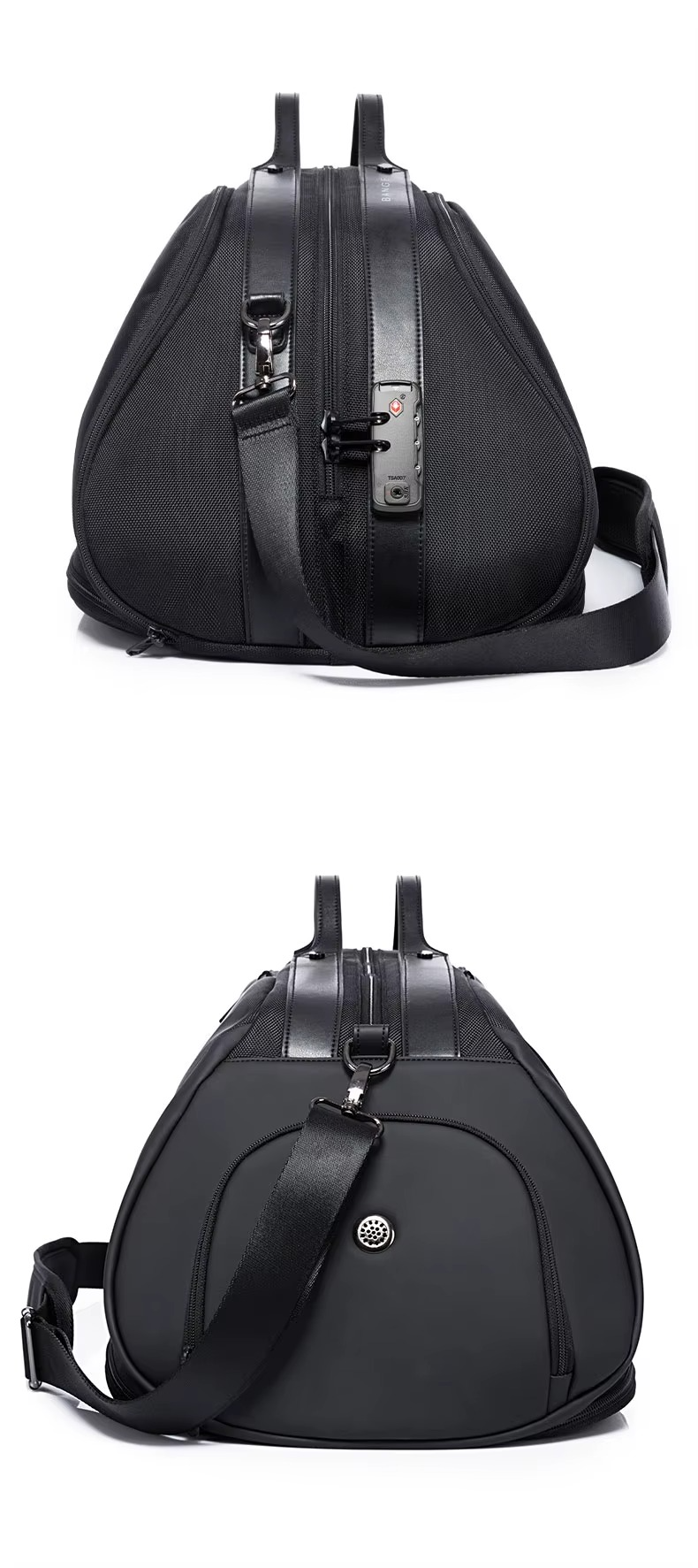 BANGE New Design Multifunction Expand TSA Lock Waterproof Shoes Shoulder Men Duffle Luggage Travel Bags Model 77178 Black