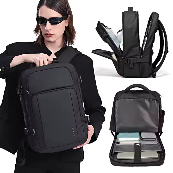 Bange 7690 Black Waterproof Polyester Unisex Backpack Laptop