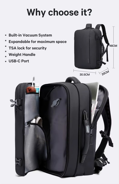 BANGE Hot Sell New Arrival Wholesale USB TSA Lock Weight Handle Waterproof Men Vacuum Compression Laptop Backpack 1909-8