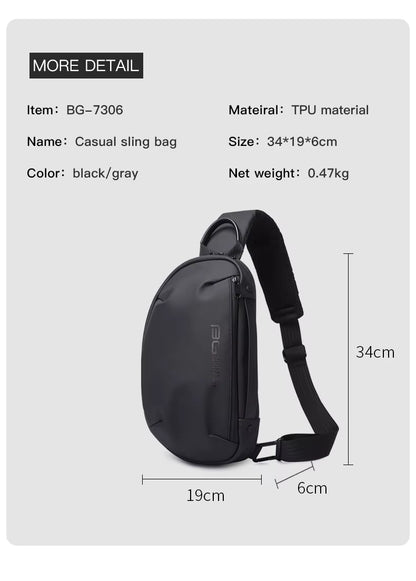 Bange Multifunctional Waterproof Sling with USB Charging chest anti theft bag BG 7306 Black