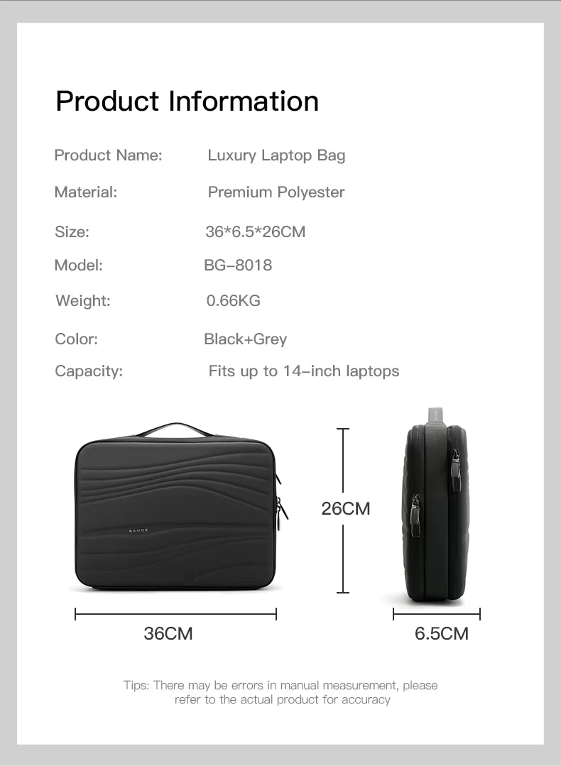 BANGE 8018 New Wholesale Waterproof 14inch Padded Laptop Briefcase High-quality Business Commute Multi-Compartment Laptop