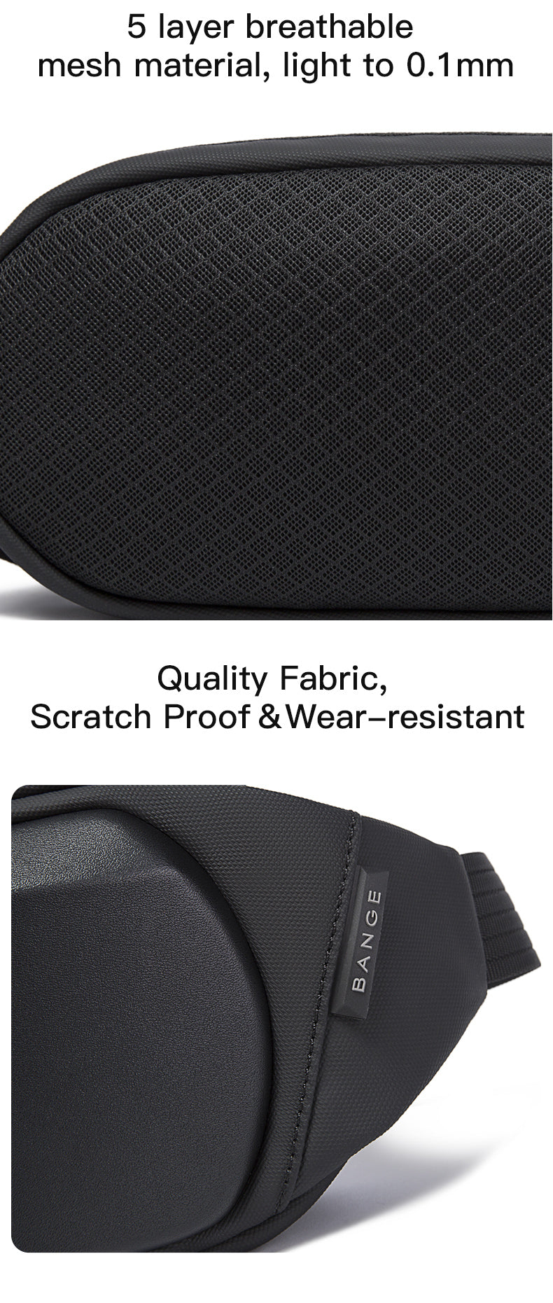 New Design Shoulder Trendy Casual Bange Crossbody Anti Theft Men Sling Bag 7266 Black