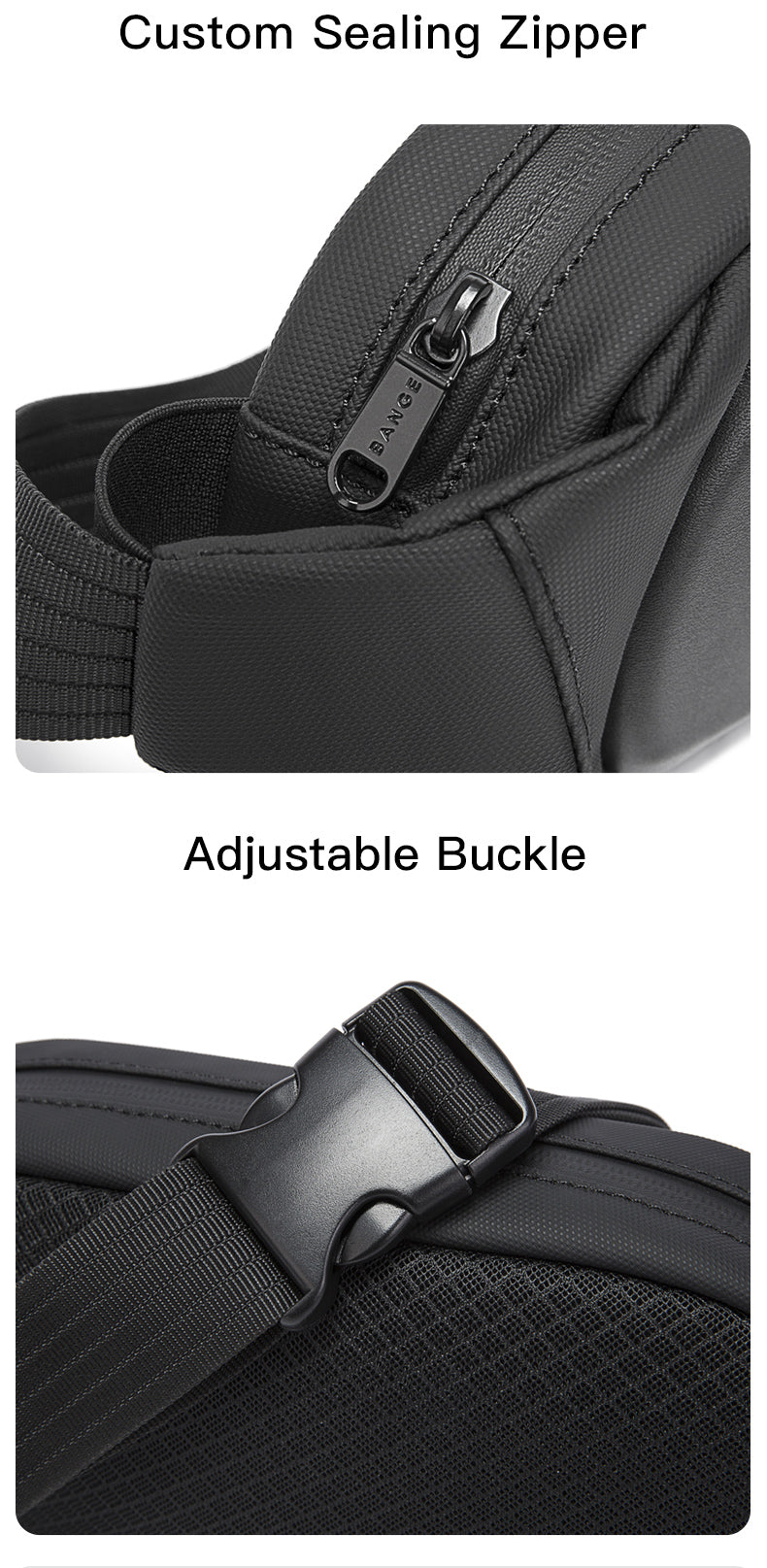 New Design Shoulder Trendy Casual Bange Crossbody Anti Theft Men Sling Bag 7266 Black