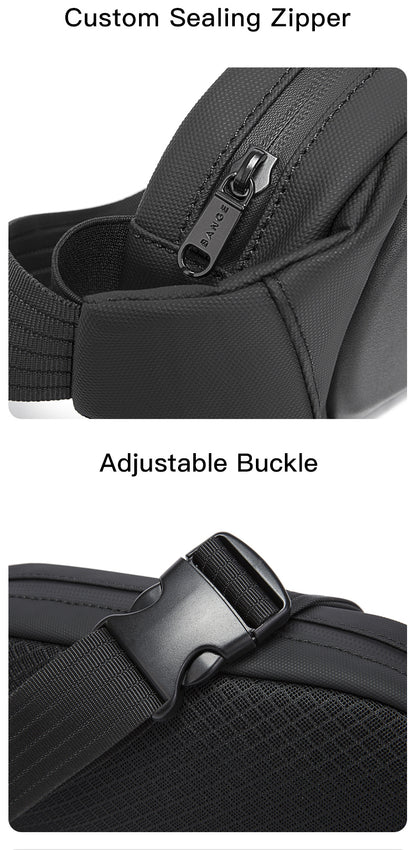 New Design Shoulder Trendy Casual Bange Crossbody Anti Theft Men Sling Bag 7266 Black