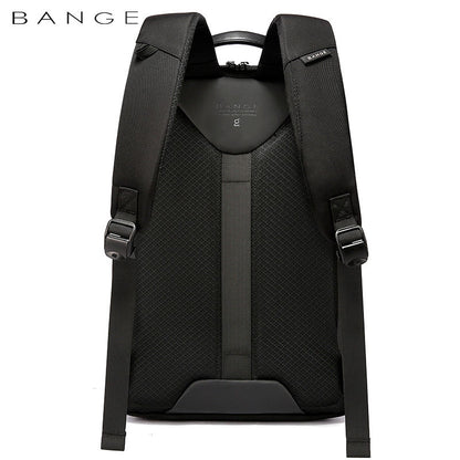 BANGE 7715 Black Waterproof Unisex Travel Laptop Backpack with USB Charging 15.6 inch