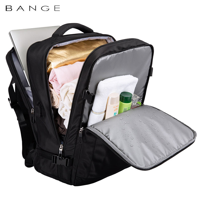 Bange 1801 polyester unisex travel backpacks laptop waterproof Black