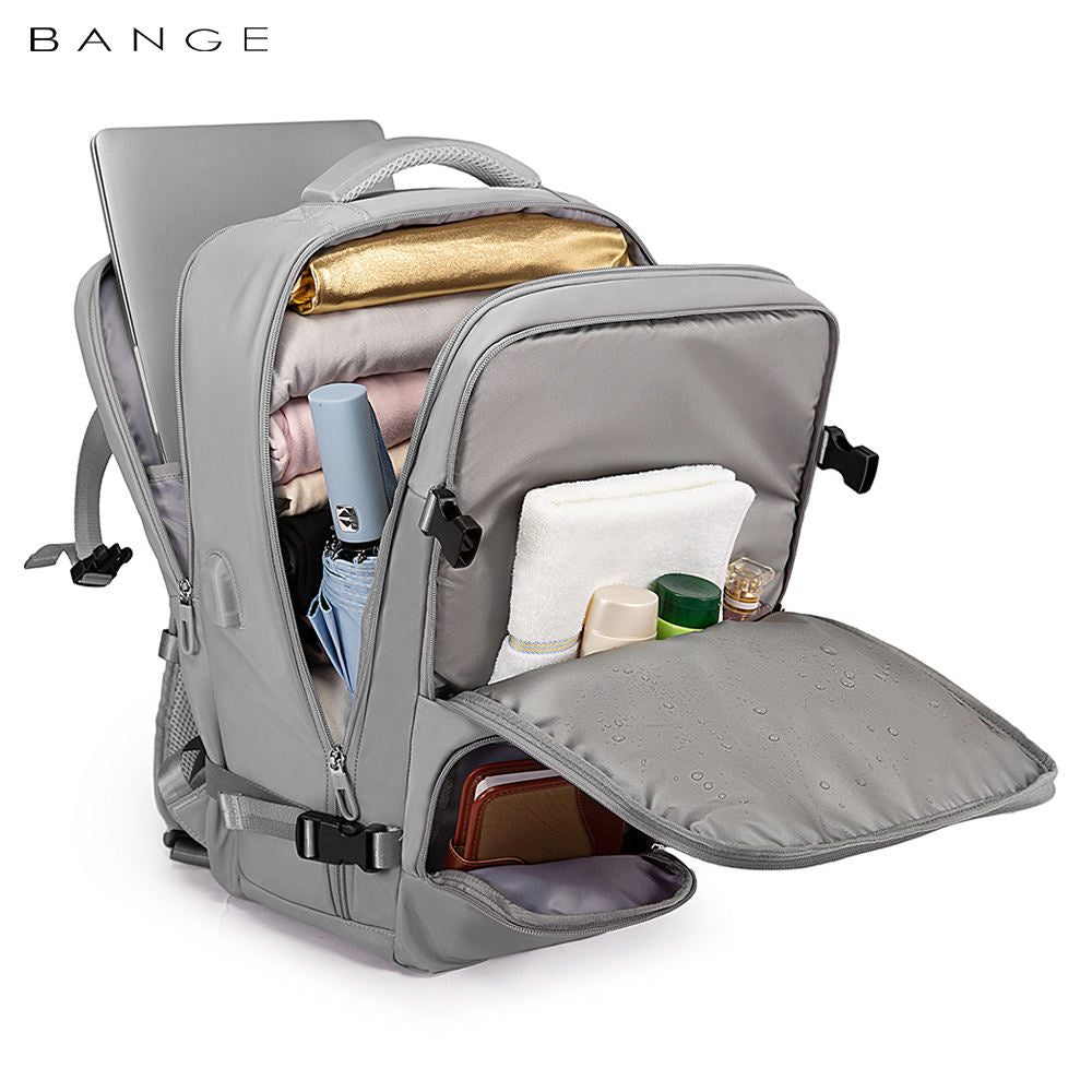 Bange 1800 polyester unisex travel backpacks laptop waterproof Grey
