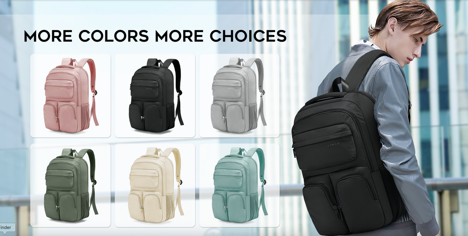 Bange 1807 polyester unisex travel backpacks laptop waterproof Grey