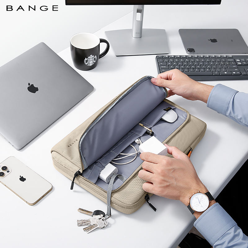 Bange 6802D Beige new protective water resistant 15inch laptop sleeve with handle