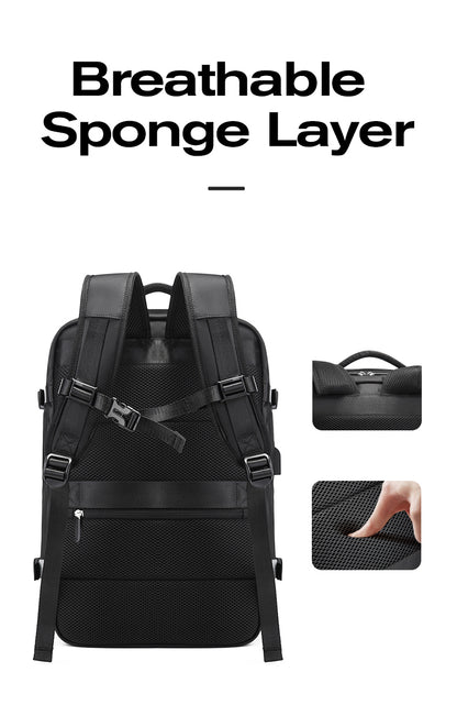 Bange 1800 polyester unisex travel backpacks laptop waterproof Black