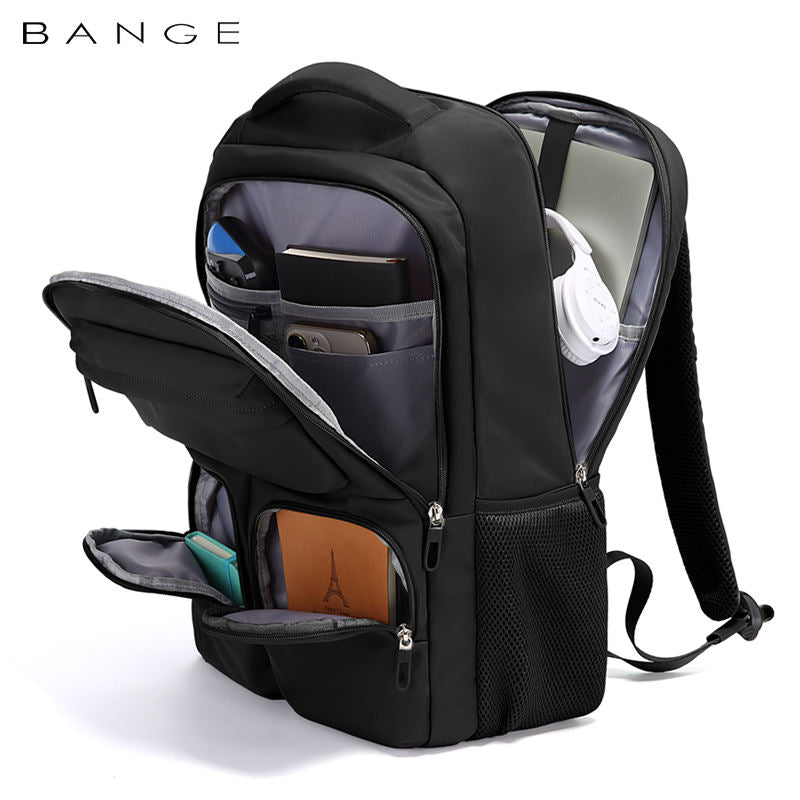 Bange 1807 polyester unisex travel backpacks laptop waterproof Black
