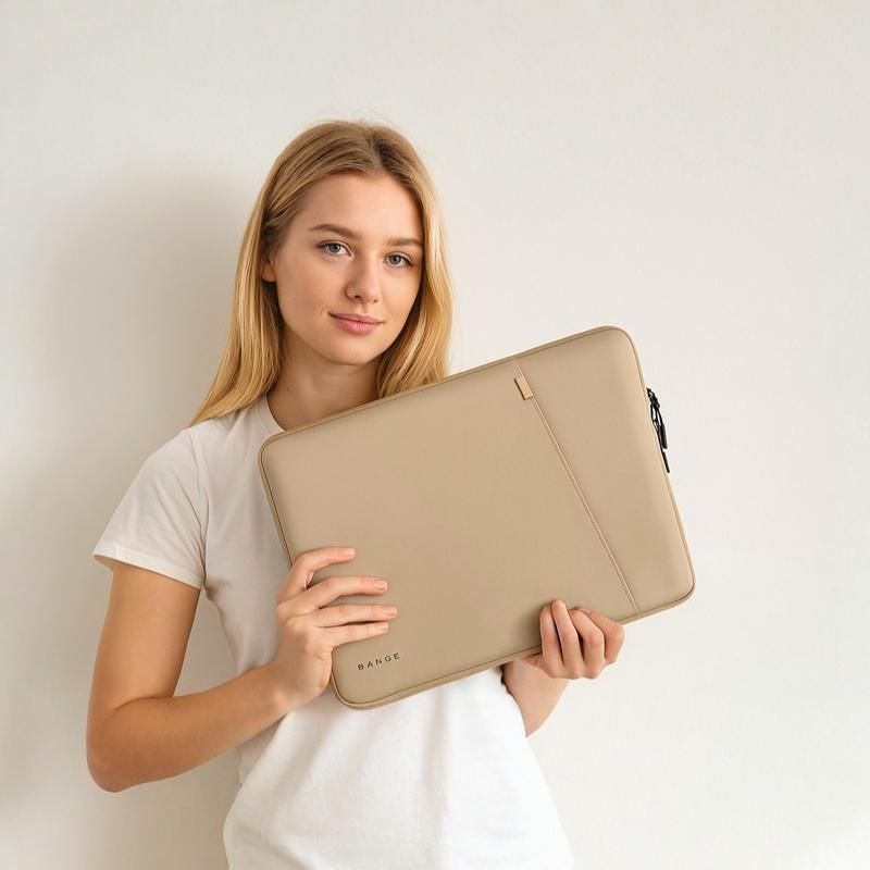 Bange 6801D Beige new protective water resistant 15inch laptop sleeve with handle