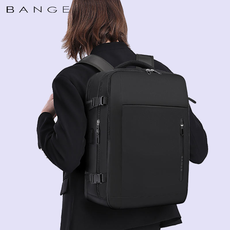 Bange 1801 polyester unisex travel backpacks laptop waterproof Black