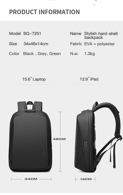 BANGE 7251 Business Men premium quality Fashion 15.6 in Laptop Backpack Unisex Black