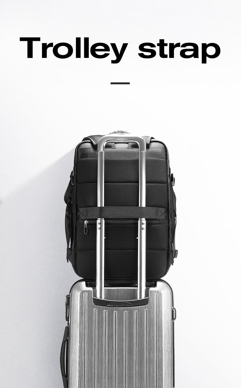Bange 1800 polyester unisex travel backpacks laptop waterproof Black
