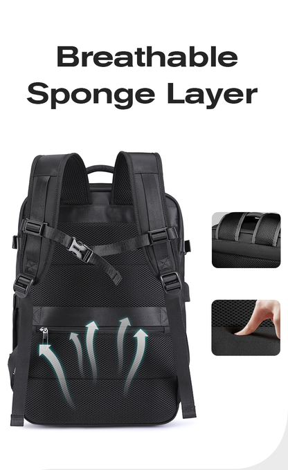 Bange 1801 polyester unisex travel backpacks laptop waterproof Black