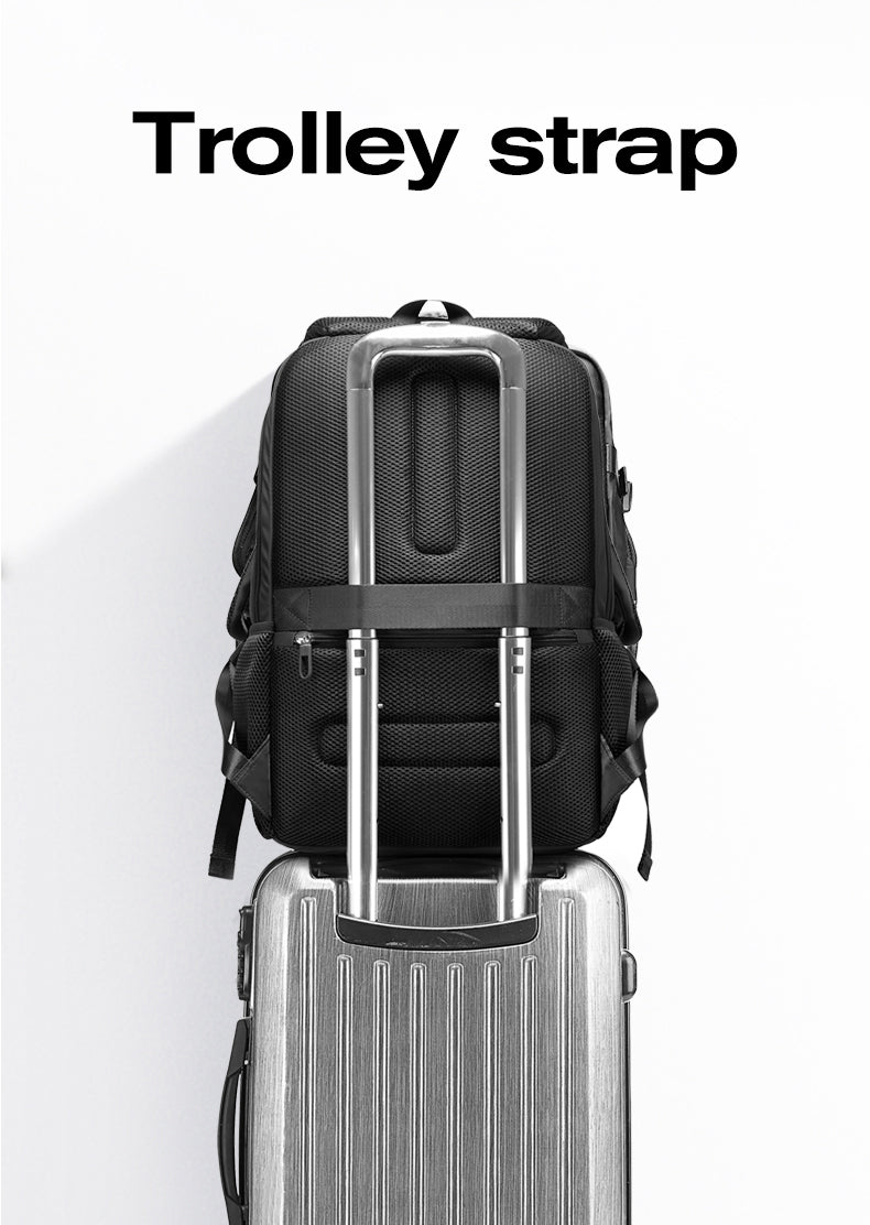 Bange 1807 polyester unisex travel backpacks laptop waterproof Black