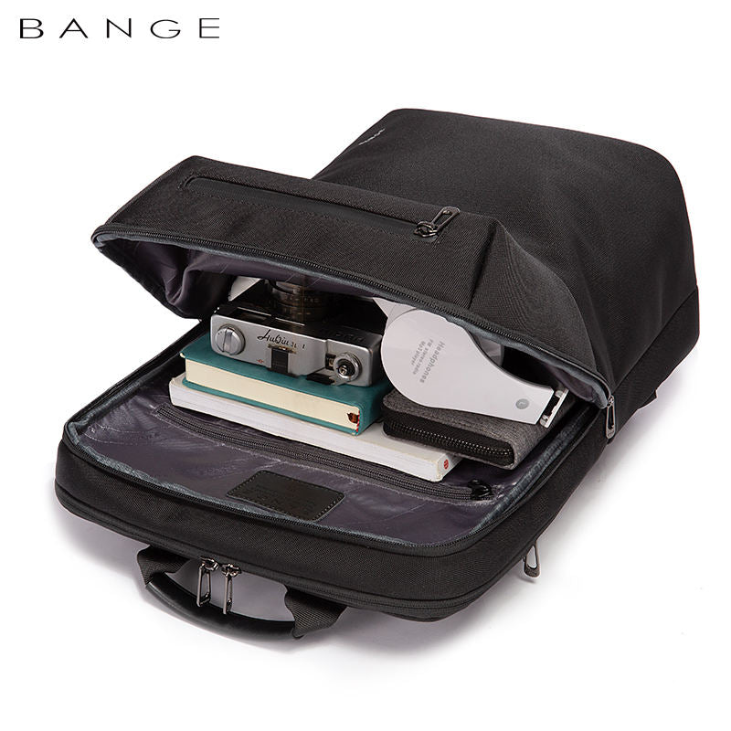BANGE 7715 Black Waterproof Unisex Travel Laptop Backpack with USB Charging 15.6 inch